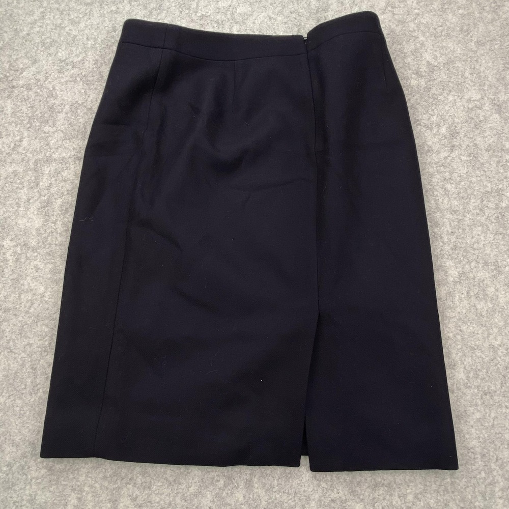 J Crew Skirt Womens 4 Navy Wool Blend Pencil Knee Length Lined Work Office